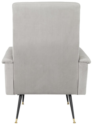 Safavieh Aida Velvet Retro Accent Chair – Mid-Century Modern Design With Plush Upholstery And Gold Accents Grey FOX6258B