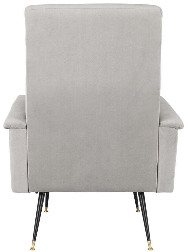 Safavieh Aida Velvet Retro Accent Chair – Mid-Century Modern Design With Plush Upholstery And Gold Accents Grey FOX6258B