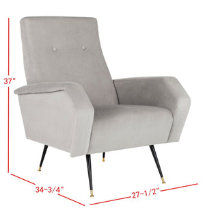 Safavieh Aida Velvet Retro Accent Chair – Mid-Century Modern Design With Plush Upholstery And Gold Accents Grey FOX6258B