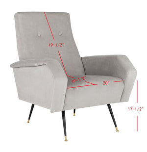 Safavieh Aida Velvet Retro Accent Chair – Mid-Century Modern Design With Plush Upholstery And Gold Accents Grey FOX6258B