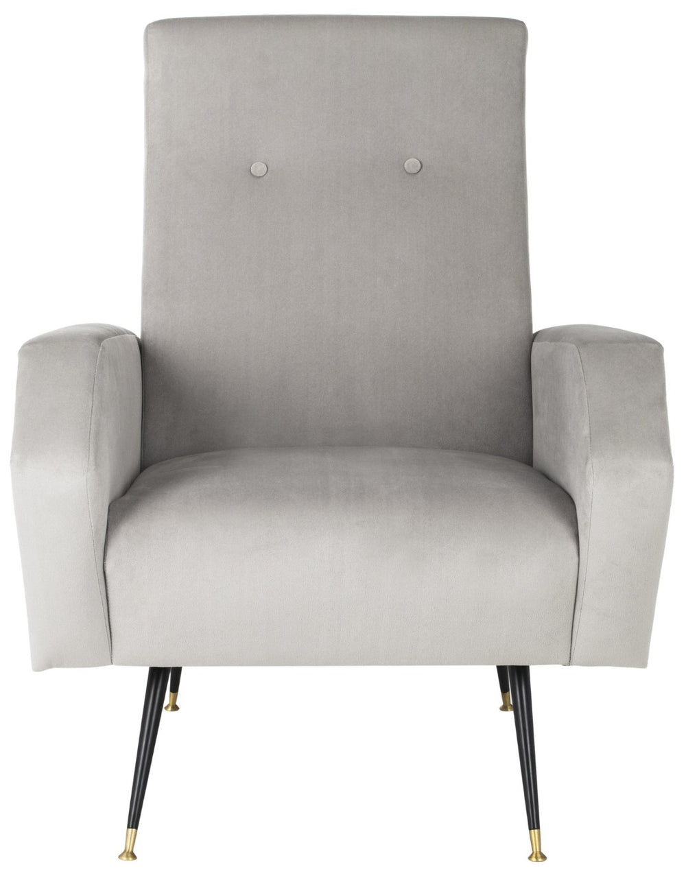 Safavieh Aida Velvet Retro Accent Chair – Mid-Century Modern Design With Plush Upholstery And Gold Accents Grey FOX6258B
