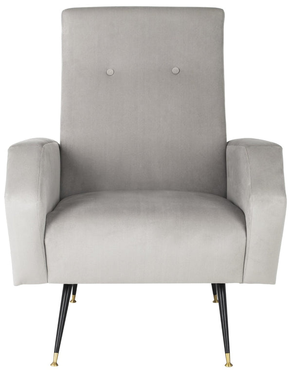 Safavieh Aida Velvet Retro Accent Chair – Mid-Century Modern Design With Plush Upholstery And Gold Accents Grey FOX6258B