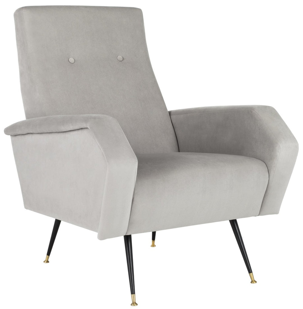 Safavieh Aida Velvet Retro Accent Chair – Mid-Century Modern Design With Plush Upholstery And Gold Accents Grey FOX6258B