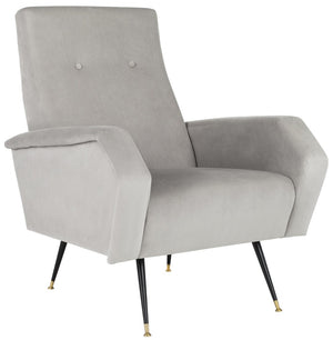 Safavieh Aida Velvet Retro Accent Chair – Mid-Century Modern Design With Plush Upholstery And Gold Accents Grey FOX6258B