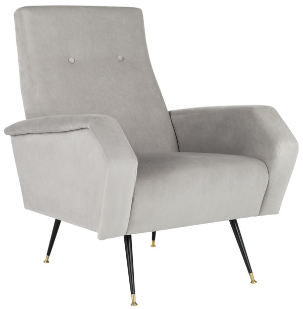 Safavieh Aida Velvet Retro Accent Chair – Mid-Century Modern Design With Plush Upholstery And Gold Accents Grey FOX6258B