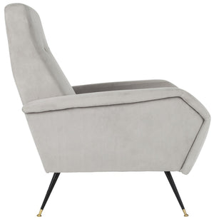Safavieh Aida Velvet Retro Accent Chair – Mid-Century Modern Design With Plush Upholstery And Gold Accents Grey FOX6258B
