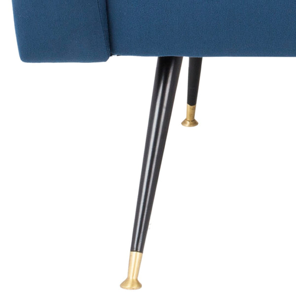 Safavieh Aida Velvet Retro Accent Chair – Mid-Century Modern Design With Plush Upholstery And Gold Accents Navy FOX6258C