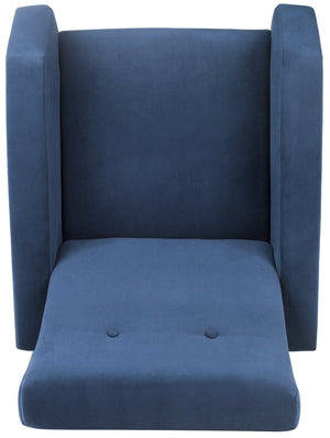 Safavieh Aida Velvet Retro Accent Chair – Mid-Century Modern Design With Plush Upholstery And Gold Accents Navy FOX6258C