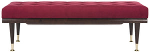 Safavieh Elita Luxurious Velvet Gold-Capped Bench – Chic Maroon Upholstery For Entryways, Bedrooms & Living Rooms FOX6259A