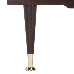 Safavieh Elita Luxurious Velvet Gold-Capped Bench – Chic Maroon Upholstery For Entryways, Bedrooms & Living Rooms FOX6259A