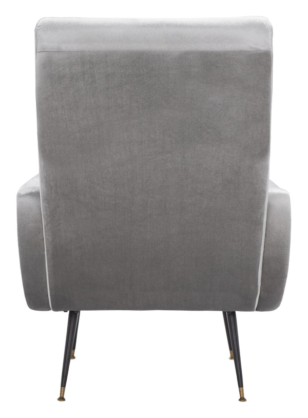 Safavieh Elicia Elegant Mid-Century Accent Chair With Gold-Capped Legs For Stylish Living Spaces And Comfort Light Grey Velvet FOX6260A