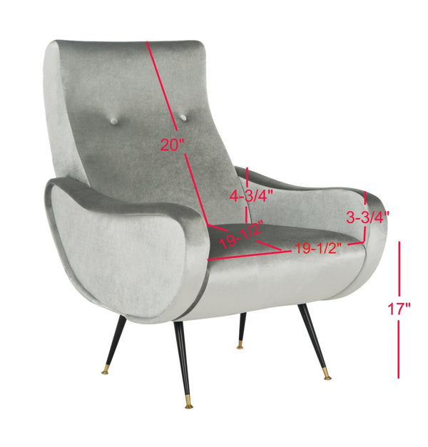 Safavieh Elicia Elegant Mid-Century Accent Chair With Gold-Capped Legs For Stylish Living Spaces And Comfort Light Grey Velvet FOX6260A