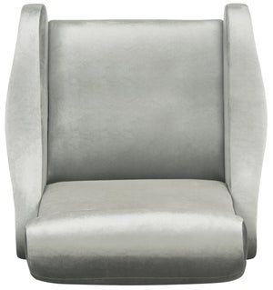 Safavieh Elicia Elegant Mid-Century Accent Chair With Gold-Capped Legs For Stylish Living Spaces And Comfort Light Grey Velvet FOX6260A