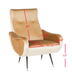 Safavieh Elicia Elegant Mid-Century Accent Chair With Gold-Capped Legs For Stylish Living Spaces And Comfort Camel Velvet FOX6260B