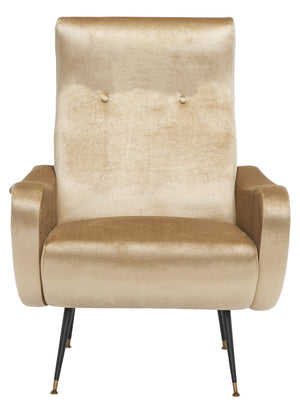 Safavieh Elicia Elegant Mid-Century Accent Chair With Gold-Capped Legs For Stylish Living Spaces And Comfort Camel Velvet FOX6260B
