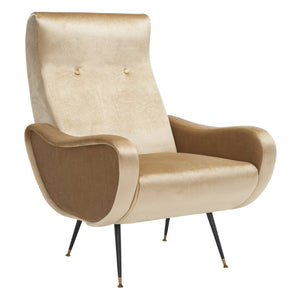 Safavieh Elicia Elegant Mid-Century Accent Chair With Gold-Capped Legs For Stylish Living Spaces And Comfort Camel Velvet FOX6260B