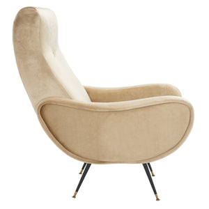 Safavieh Elicia Elegant Mid-Century Accent Chair With Gold-Capped Legs For Stylish Living Spaces And Comfort Camel Velvet FOX6260B