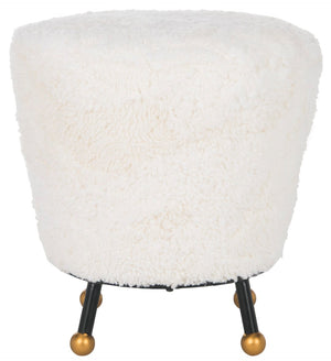 Safavieh Oriana Retro Sheepskin Ottoman  Beige FOX6261A