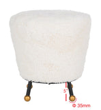 Safavieh Oriana Retro Sheepskin Ottoman  Beige FOX6261A