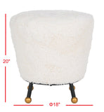 Safavieh Oriana Retro Sheepskin Ottoman  Beige FOX6261A