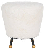 Safavieh Oriana Retro Sheepskin Ottoman  Beige FOX6261A