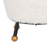 Safavieh Oriana Retro Sheepskin Ottoman  Beige FOX6261A