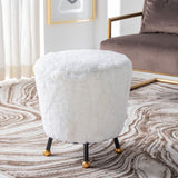 Safavieh Oriana Retro Sheepskin Ottoman  Beige FOX6261A