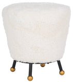 Safavieh Oriana Retro Sheepskin Ottoman  Beige FOX6261A