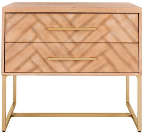 Safavieh Estelle Nightstand - Contemporary Oak Storage Table With Brass Accents For Modern Bedrooms & Decor Rustic Oak FOX6262A