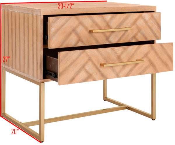 Safavieh Estelle Nightstand - Contemporary Oak Storage Table With Brass Accents For Modern Bedrooms & Decor Rustic Oak FOX6262A