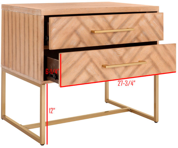 Safavieh Estelle Nightstand - Contemporary Oak Storage Table With Brass Accents For Modern Bedrooms & Decor Rustic Oak FOX6262A