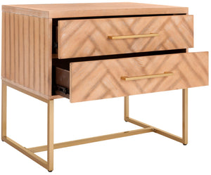 Safavieh Estelle Nightstand - Contemporary Oak Storage Table With Brass Accents For Modern Bedrooms & Decor Rustic Oak FOX6262A