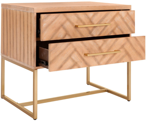 Safavieh Estelle Nightstand - Contemporary Oak Storage Table With Brass Accents For Modern Bedrooms & Decor Rustic Oak FOX6262A