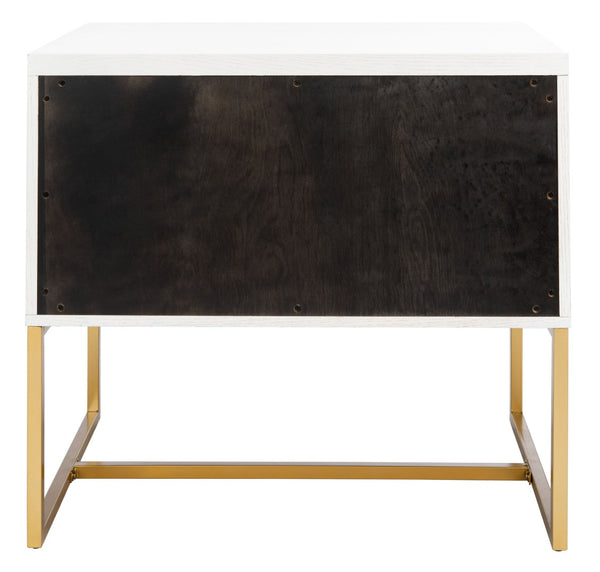 Safavieh Estelle Nightstand - Contemporary Oak Storage Table With Brass Accents For Modern Bedrooms & Decor White FOX6262C
