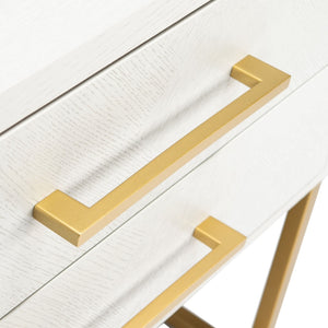 Safavieh Estelle Nightstand - Contemporary Oak Storage Table With Brass Accents For Modern Bedrooms & Decor White FOX6262C