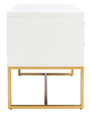 Safavieh Estelle Nightstand - Contemporary Oak Storage Table With Brass Accents For Modern Bedrooms & Decor White FOX6262C