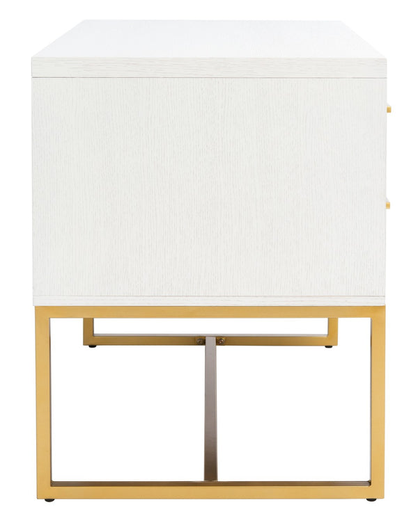 Safavieh Estelle Nightstand - Contemporary Oak Storage Table With Brass Accents For Modern Bedrooms & Decor White FOX6262C