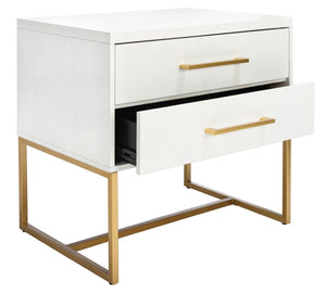 Safavieh Estelle Nightstand - Contemporary Oak Storage Table With Brass Accents For Modern Bedrooms & Decor White FOX6262C