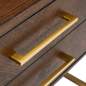 Safavieh Estelle Nightstand - Contemporary Oak Storage Table With Brass Accents For Modern Bedrooms & Decor Walnut FOX6262D