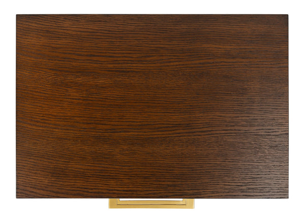 Safavieh Estelle Nightstand - Contemporary Oak Storage Table With Brass Accents For Modern Bedrooms & Decor Walnut FOX6262D