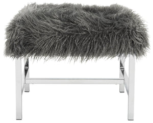 Safavieh Horace Luxurious Faux Sheepskin Square Bench With Polished Chrome Base – Versatile Accent Seating FOX6266A