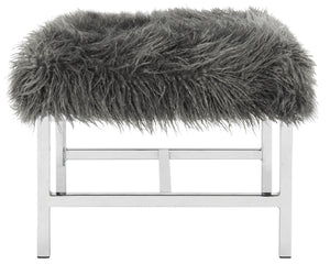 Safavieh Horace Luxurious Faux Sheepskin Square Bench With Polished Chrome Base – Versatile Accent Seating FOX6266A