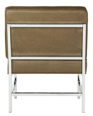 Safavieh Ansel Stylish Tufted Leather Accent Chair With Chrome Legs - Perfect For Modern Living Spaces & Offices FOX6268A