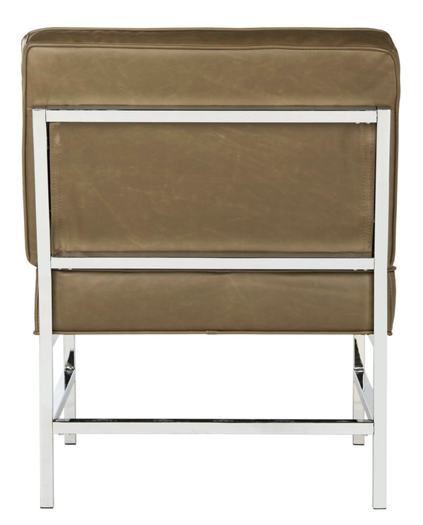 Safavieh Ansel Stylish Tufted Leather Accent Chair With Chrome Legs - Perfect For Modern Living Spaces & Offices FOX6268A