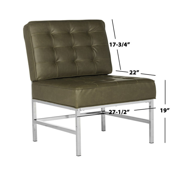 Safavieh Ansel Stylish Tufted Leather Accent Chair With Chrome Legs - Perfect For Modern Living Spaces & Offices FOX6268A