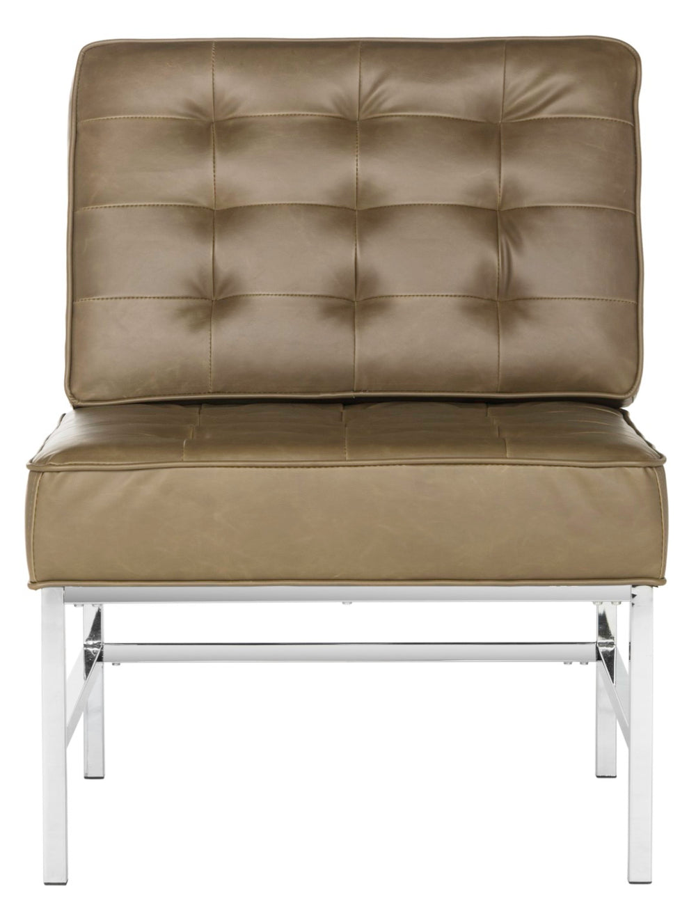 Safavieh Ansel Stylish Tufted Leather Accent Chair With Chrome Legs - Perfect For Modern Living Spaces & Offices FOX6268A