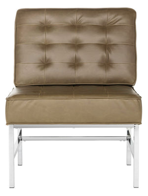 Safavieh Ansel Stylish Tufted Leather Accent Chair With Chrome Legs - Perfect For Modern Living Spaces & Offices FOX6268A