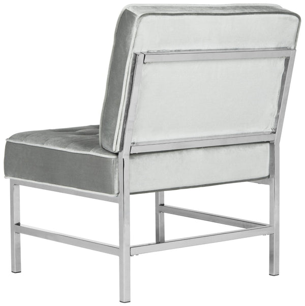 Safavieh Ansel Modern Tufted Linen Accent Chair With Chrome Legs - Stylish Seating For Living Spaces & Offices FOX6268C