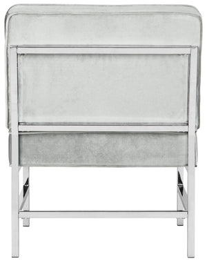 Safavieh Ansel Modern Tufted Linen Accent Chair With Chrome Legs - Stylish Seating For Living Spaces & Offices FOX6268C