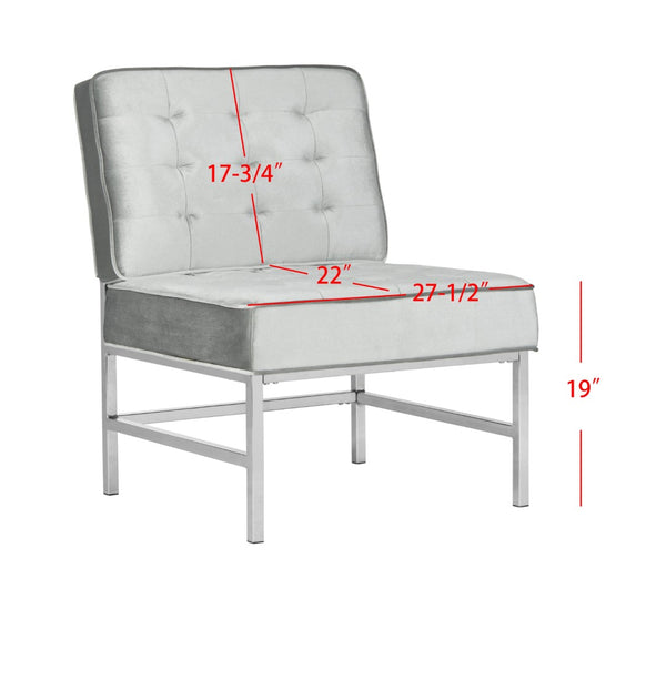Safavieh Ansel Modern Tufted Linen Accent Chair With Chrome Legs - Stylish Seating For Living Spaces & Offices FOX6268C